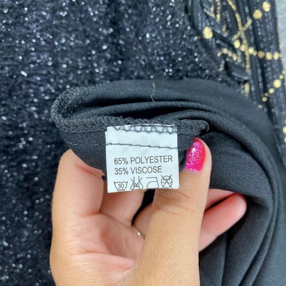 La Mode Top Women XL Black Tunic Party Beaded Embellished Long Sleeve Crew Neck - Picture 7 of 10